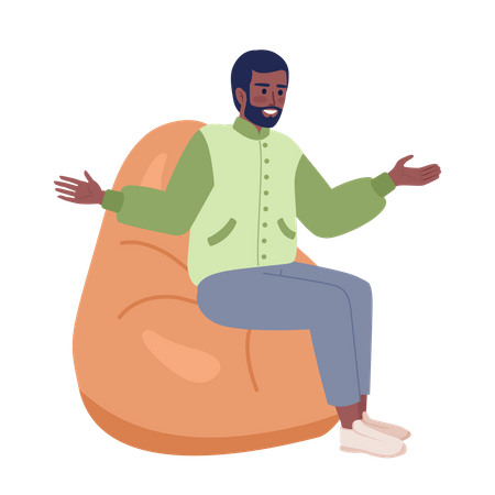 Talking man on bean bag  Illustration