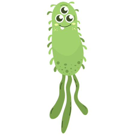 Tall Green Friendly Bacteria  Illustration