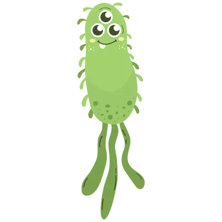 Tall Green Friendly Bacteria  Illustration