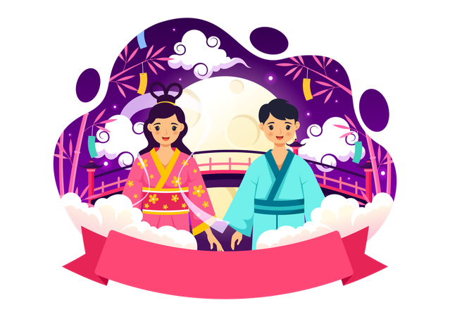 Festival Tanabata do Japão  Ilustração