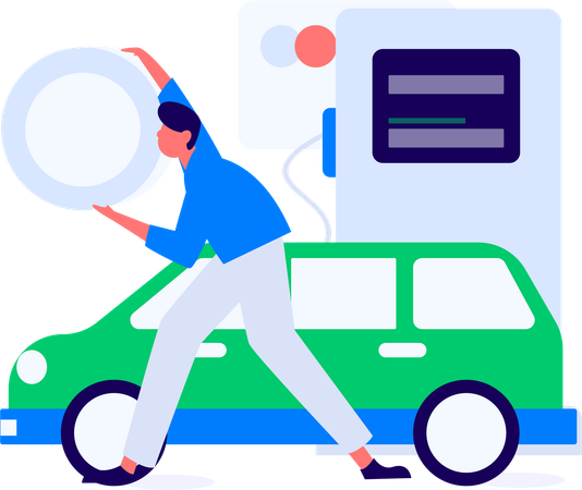 Verfahren zum Betanken von Autos an der Tankstelle  Illustration