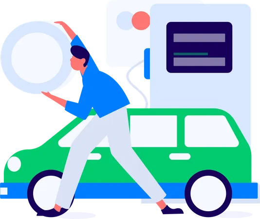 Verfahren zum Betanken von Autos an der Tankstelle  Illustration