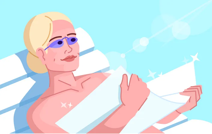 Tanning Addicted Woman  Illustration