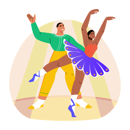 Tänzer treten auf der Bühne auf  Illustration