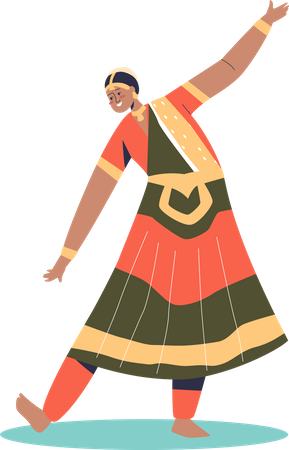 Tänzerin in traditioneller indischer Kleidung  Illustration