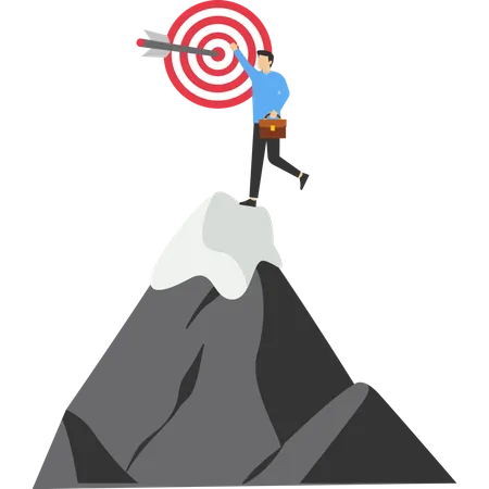 Target Business Concept Successful Businessman Holding Big Target With Arrow Hitting Center Of Bulleye Aiming High Aim Or Goal Skill Or Aspiration To Achieve Target Precision Or Accuracy Concept Illustration