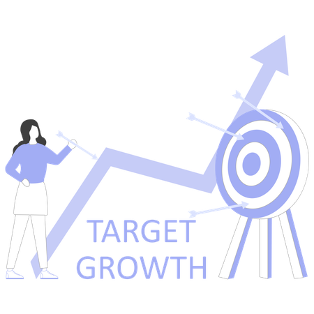 Target Growth analyzed by businesswoman  Illustration
