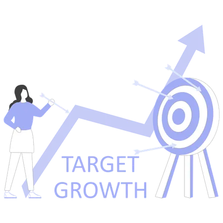 Target Growth analyzed by businesswoman  Illustration