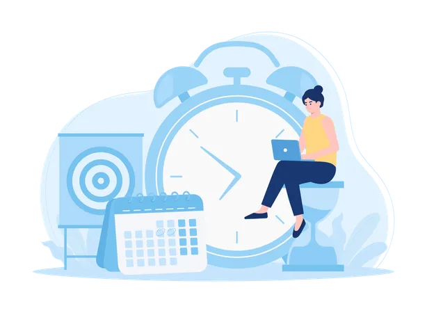 Target Scheduling Of Working Hours Trending Concept Flat Illustration Illustration