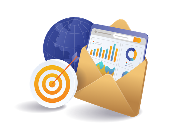 Target world of email marketing analysis  Illustration