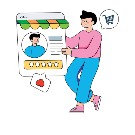 Les clients évaluent le site d'achat en ligne  Illustration