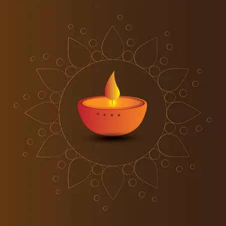 Tarjeta De Felicitación Del Festival De Diwali Con Hermoso Fondo De Rangoli Y Diya  Ilustración