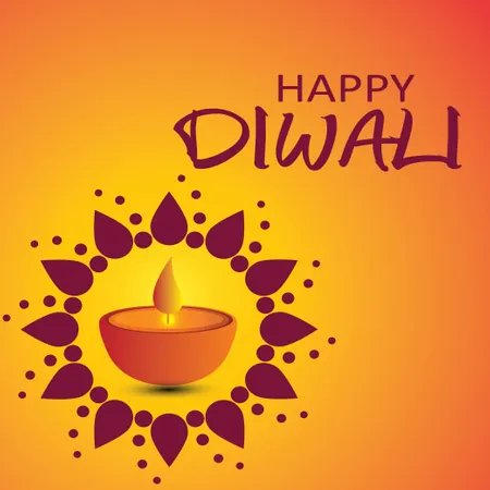 Tarjeta De Felicitación Del Festival De Diwali Con Hermoso Fondo De Rangoli Y Diya  Ilustración