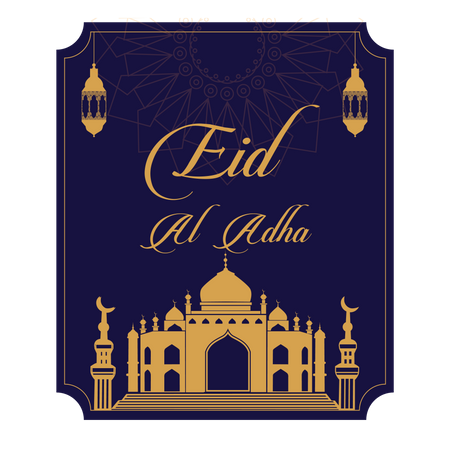 Tarjeta de felicitación de Eid Al Adha o tarjeta de Eid Mubarak  Ilustración