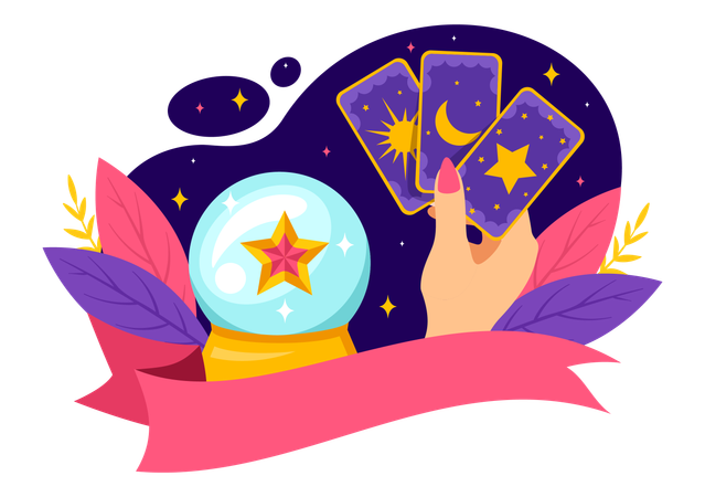 Tarot cards and crystal ball  Illustration