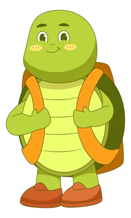 Tartaruga com mochila escolar  Ilustração
