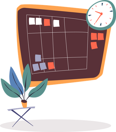 Task Board with Paper Stickers  Illustration