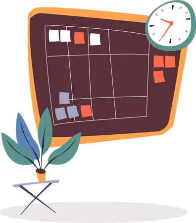 Task Board with Paper Stickers  Illustration