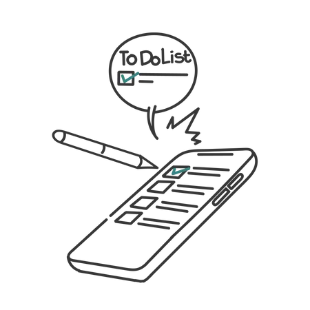 Hand Drawn Doodle To Do List Planner On Mobile Phone Screen Illustration Illustration