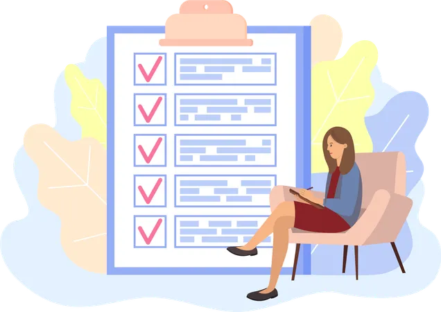 Month Scheduling To Do List Time Management Checklist Terrified Woman Sitting Near To Do Plan And Planning Plan Fulfilled Task Completed Timetable Sheet Check List Planning Schedule Concept イラスト