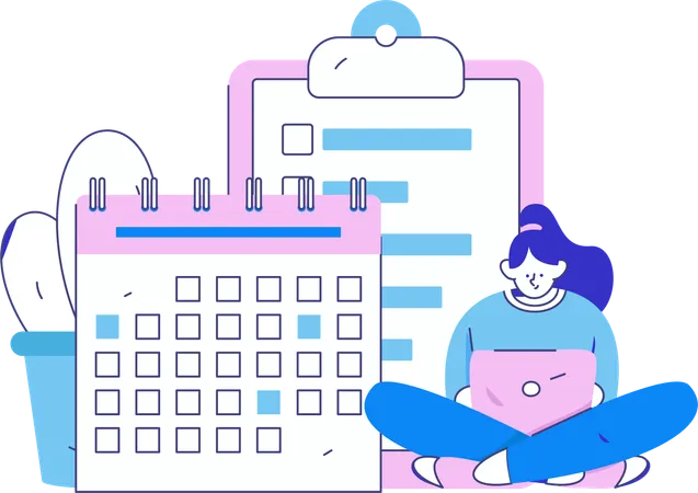 Task scheduling for businesswoman  Illustration