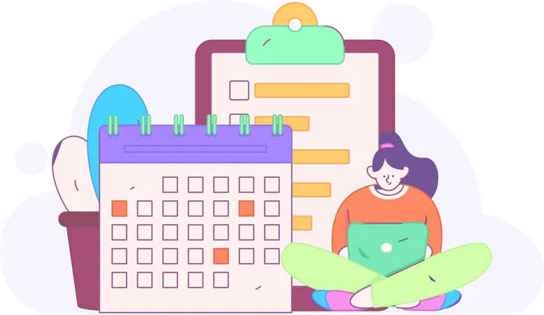 Task scheduling for businesswoman  Illustration