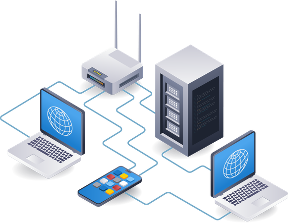 Sistema Tathering para desenvolvedor de servidores de rede de computadores  Ilustração