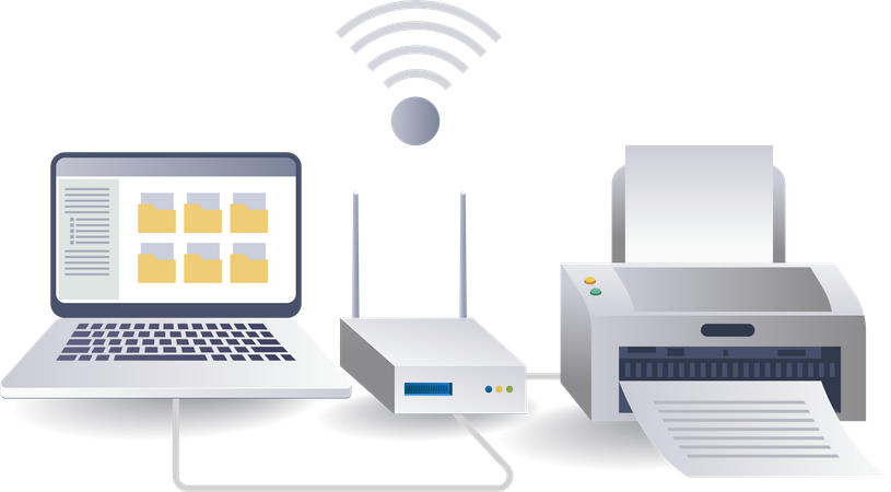 Tathering system for computer networks print  Illustration