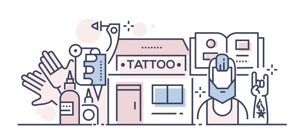 Tattoo shop  Illustration