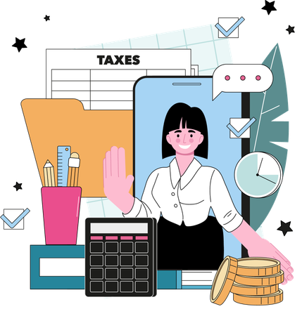 Tax advisor paying taxes  Illustration