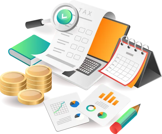 Illustration Isometric Concept Maturity Data Accounting Tax Analysis Business Investment Company Illustration