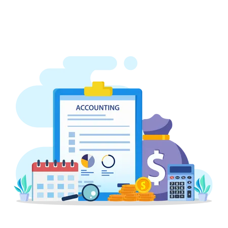 Tax Calculating And Financial Analysis  Illustration