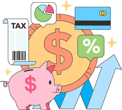 Tax calculation and financial analysis  Illustration