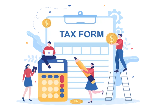 Tax Form Of State Government Taxation With Forms Calendar Audit Calculator Or Analysis To Accounting And Payment In Flat Background Illustration Illustration