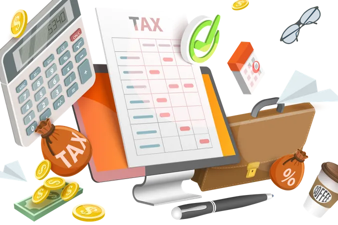 3 D Vector Conceptual Illustration Of Tax Calculator Accounting And Financial Management Illustration