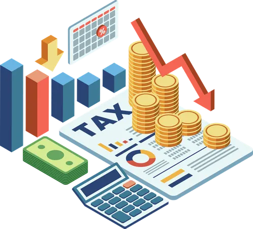 Tax Deduction Concept with Financial Elements  Illustration