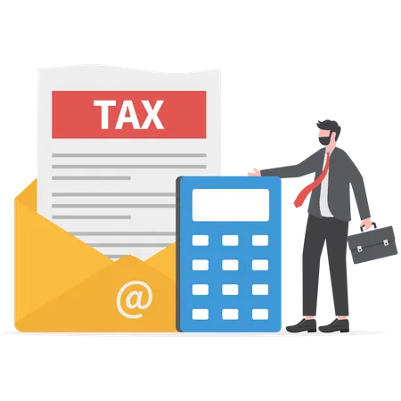 Tax Financial Analysis Business People Calculating Document For Taxes Flat Illustration