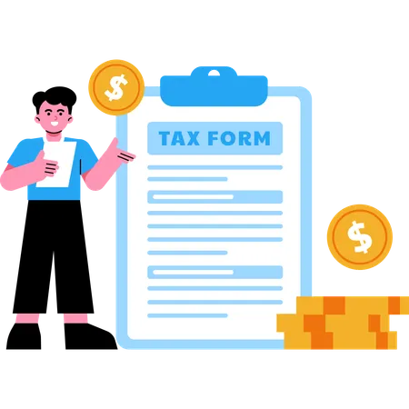 Man With Tax Form Illustration
