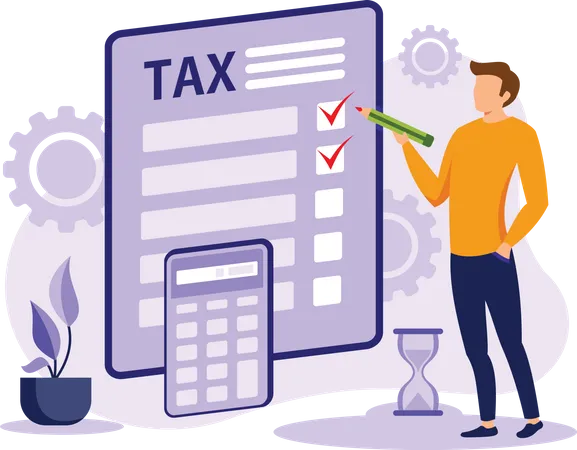 Tax form Filling by accountant  Illustration