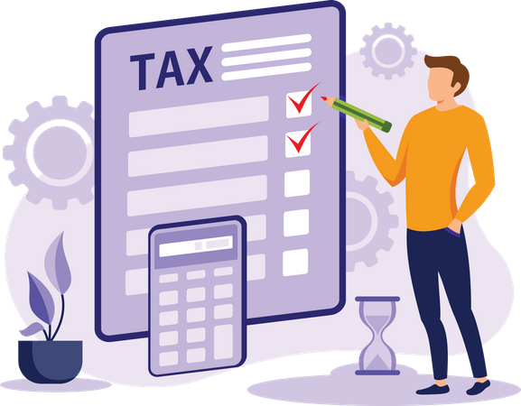 Tax form Filling by accountant  Illustration