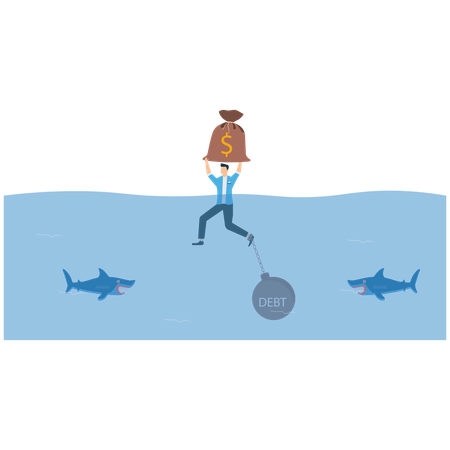 Tax Overload – Man Drowning Under Financial Pressure  Illustration