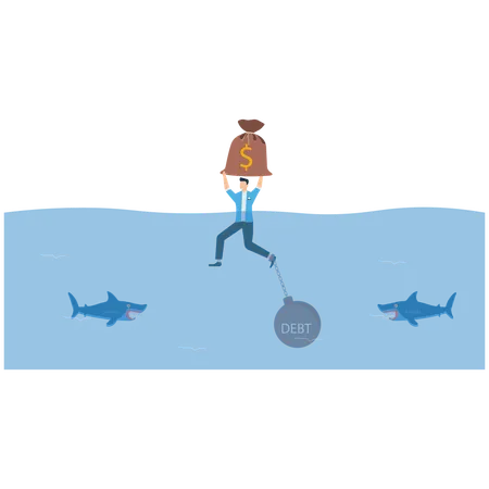 Tax Overload – Man Drowning Under Financial Pressure  Illustration