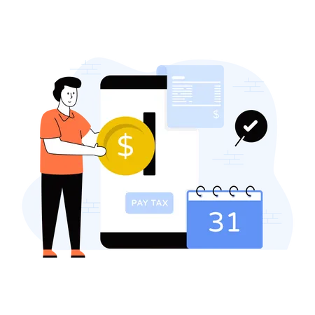Mobile App Flat Illustration Of Tax Payment Illustration