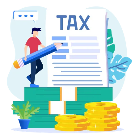 Illustration Vector Graphic Cartoon Character Of Tax Illustration