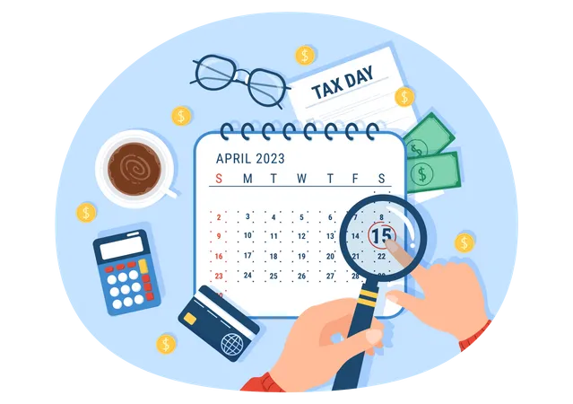 Tax Day Illustration With Clipboard Form Clock Calendar And Coins Money For Web Banner Or Landing Page In Flat Cartoon Hand Drawn Templates Illustration