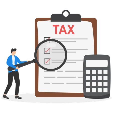Concept Tax Payment Data Analysis Paperwork And Calculation Of Tax Return Illustration