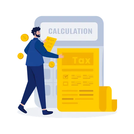 A Man With Tax Calculation Illustration Concept Illustration