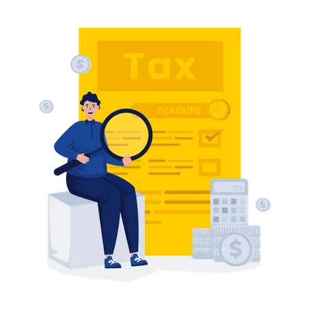 A Man As A Tax Officer Reminds Tax Reporting Deadline Flat Illustration Illustration