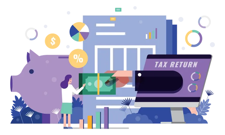 Tax Return Flat Design Element Vector Illustration Illustration