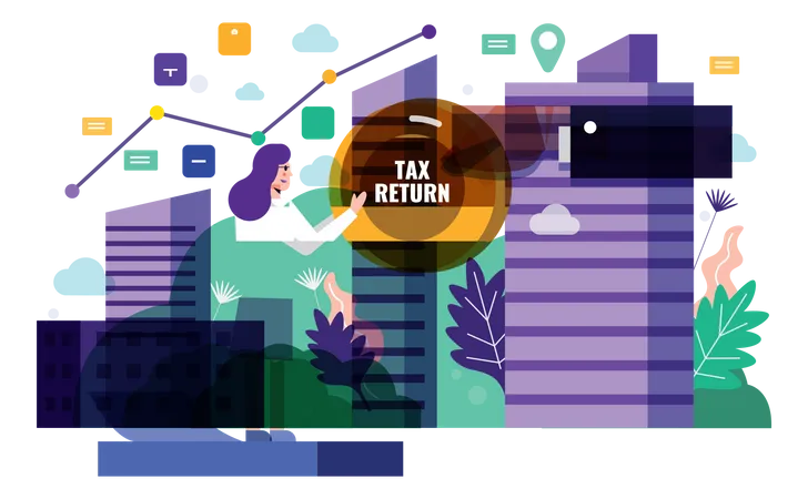 Tax Return Flat Design Element Vector Illustration Illustration